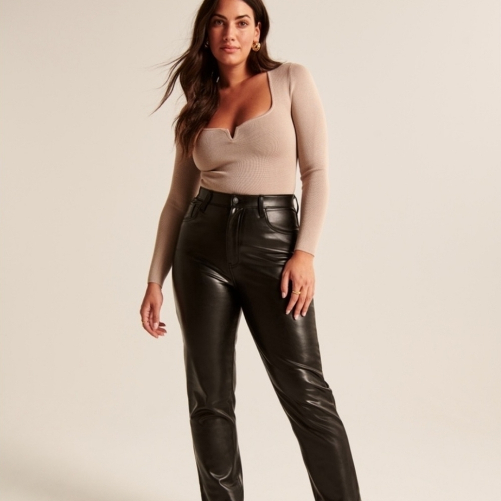 A & Fitch Faux Leather Curvy Straight Leg